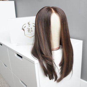 Brown Glue-less 100% Human Hair Beka Wig in Brown Lace Top Size Medium